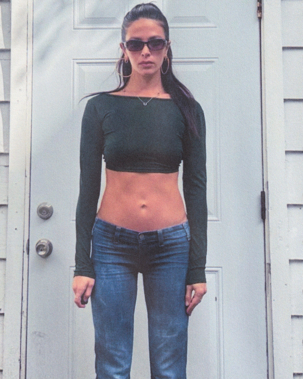 Long Sleeve Bit Crop Top- Scarab